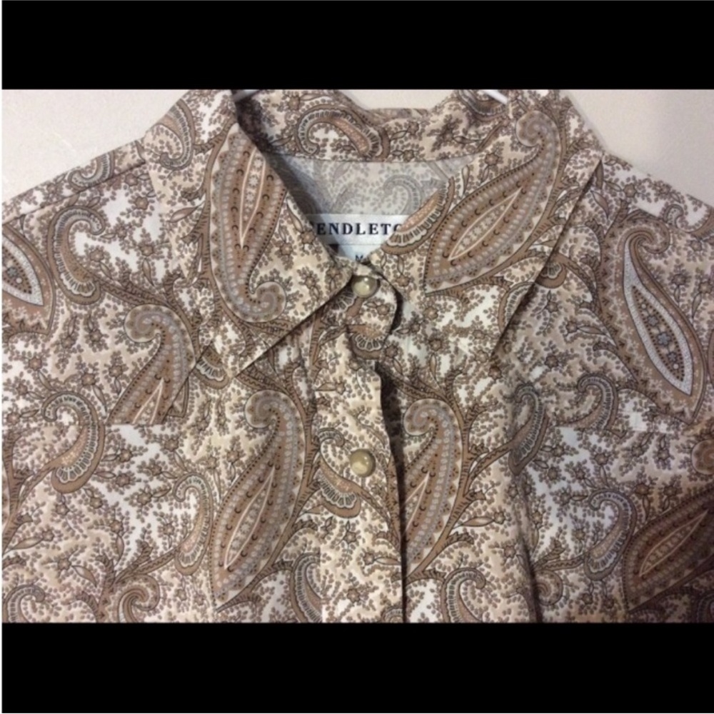 PENDLETON Neutral Tone PAISLEY Print Button Down SHIRT Size MEDIUM - Picture 4 of 13